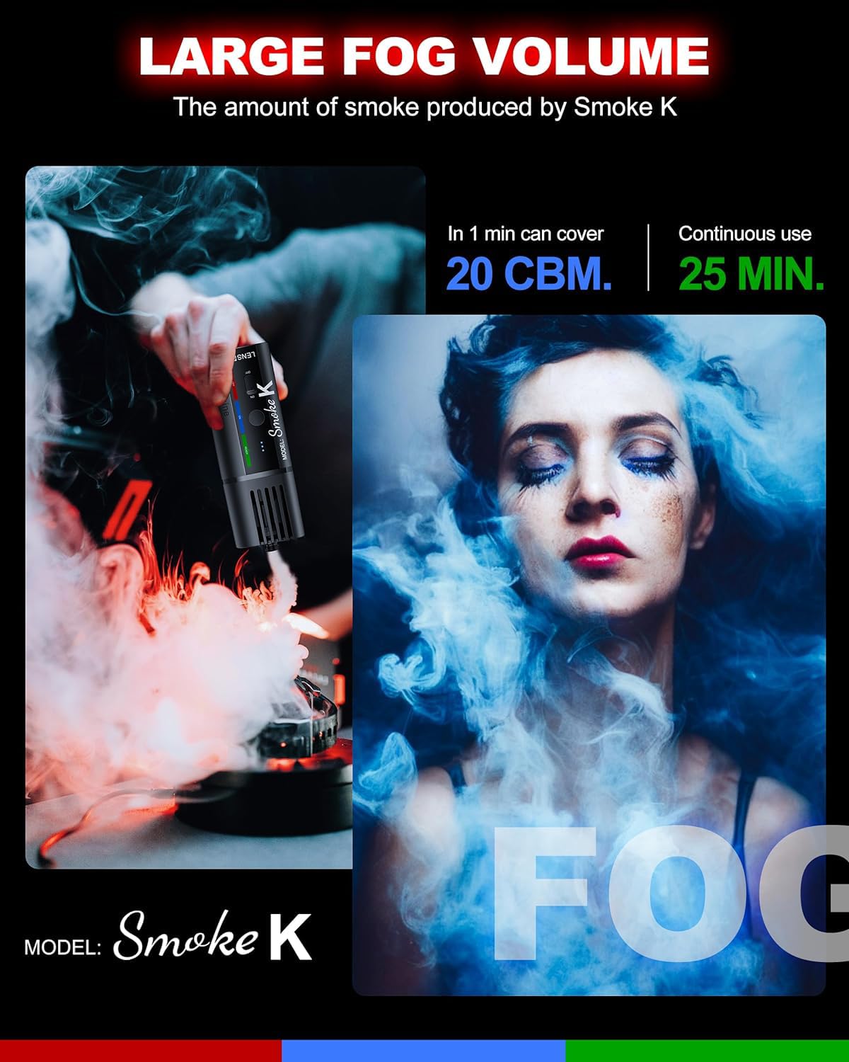 Amazon | LENSGO SMOKE K ポータブルフォグマシン ハンドヘルド